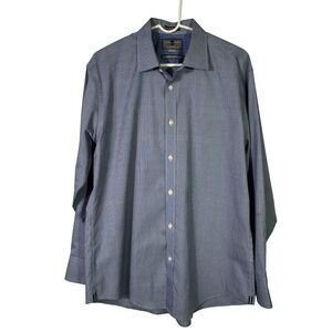 Black Brown 1826 Mens Blue Check Egyptian Cotton Slim Fit Non Iron Shirt 16.5 34
